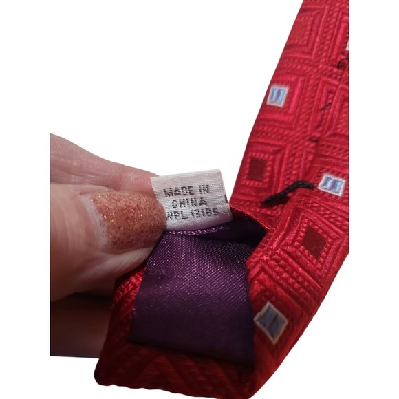 Burma Bibas Mens Tie Luxury Designer Red Blue Geometric Excellent Condition - Picture 9 of 12